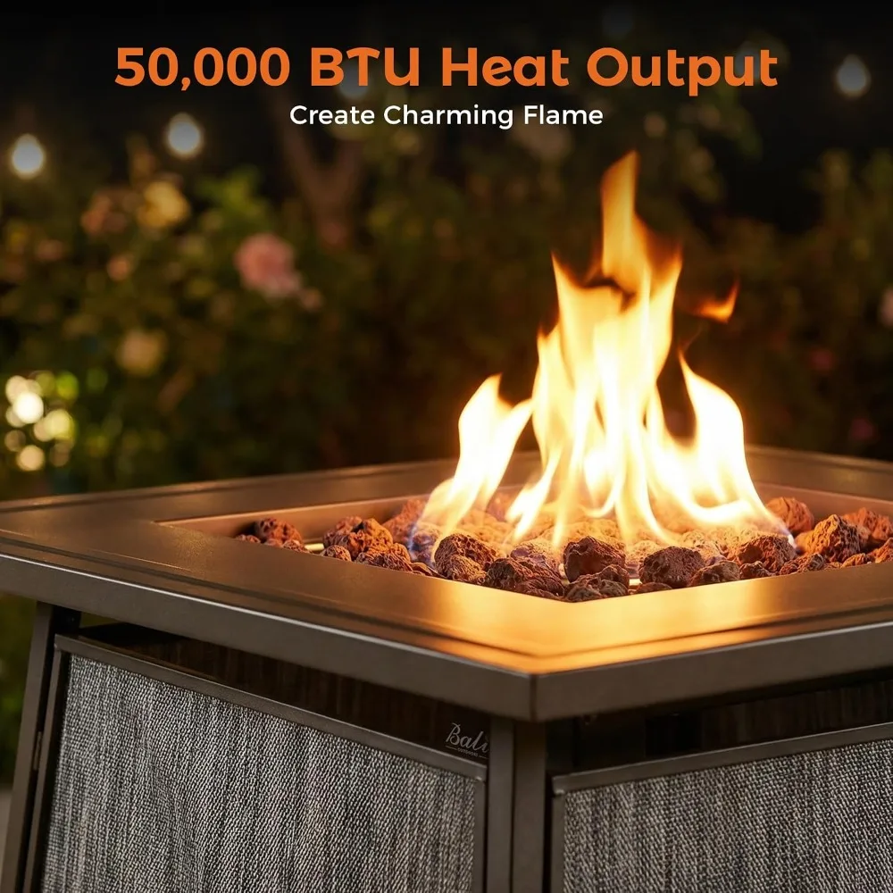 Square Outdoor Propane Fire Pit Table 50000 BTU for Patio Backyard Deck