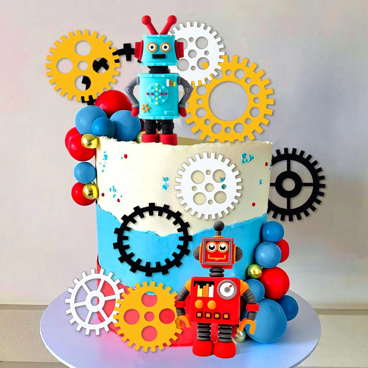 Roboter-Kuchenaufsätze für Jungen, Roboter-Kuchen-Cupcake-Dekorationen, Roboter-Party-Dekorationen, Roboter-Figur für die Geburtstagsfeier – Detail 15