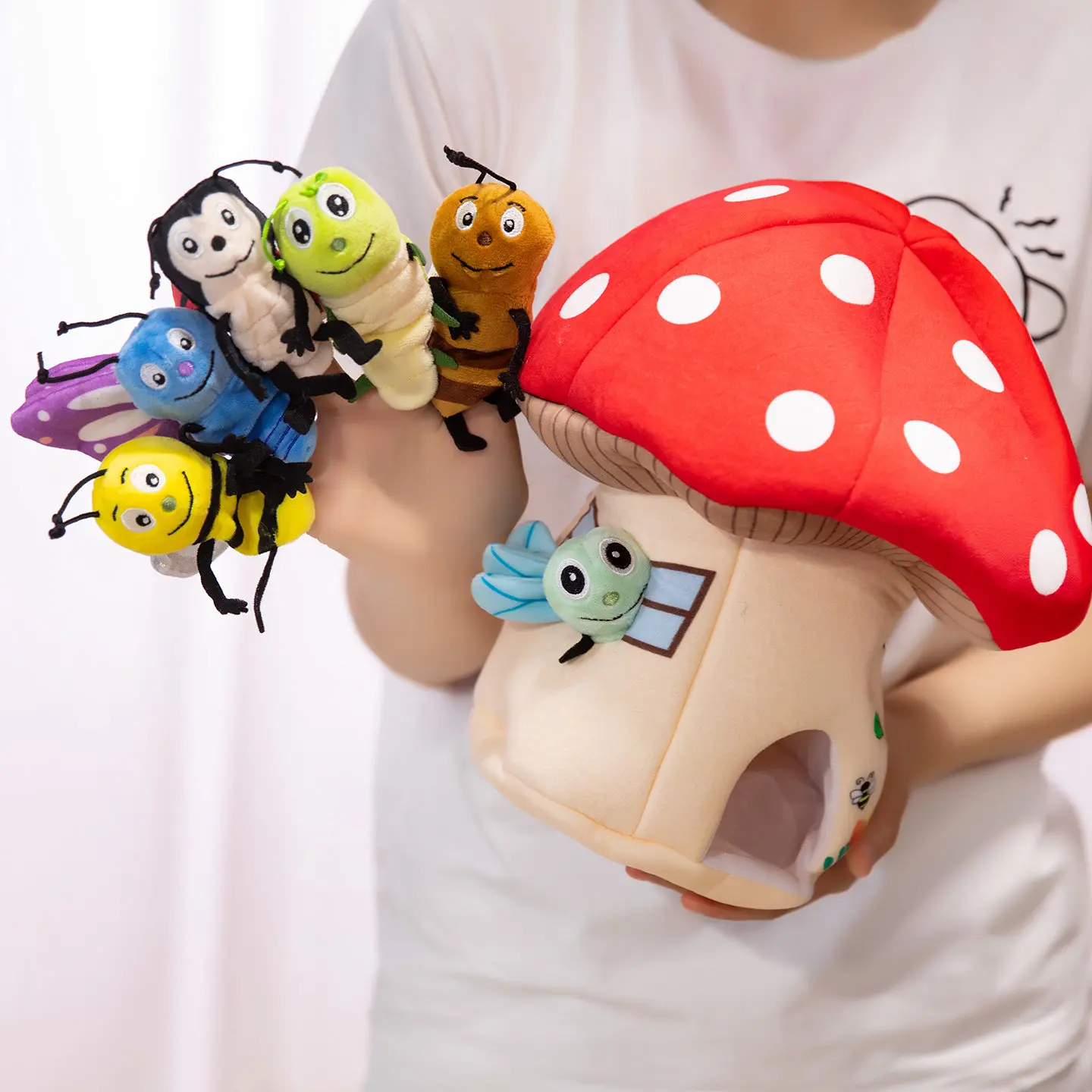2025 Adorable Cute  Finger Doll Set Shell House Mushroom castle Flower Funny Plush Toys Boys Kids Birthday Gifts Party Decor