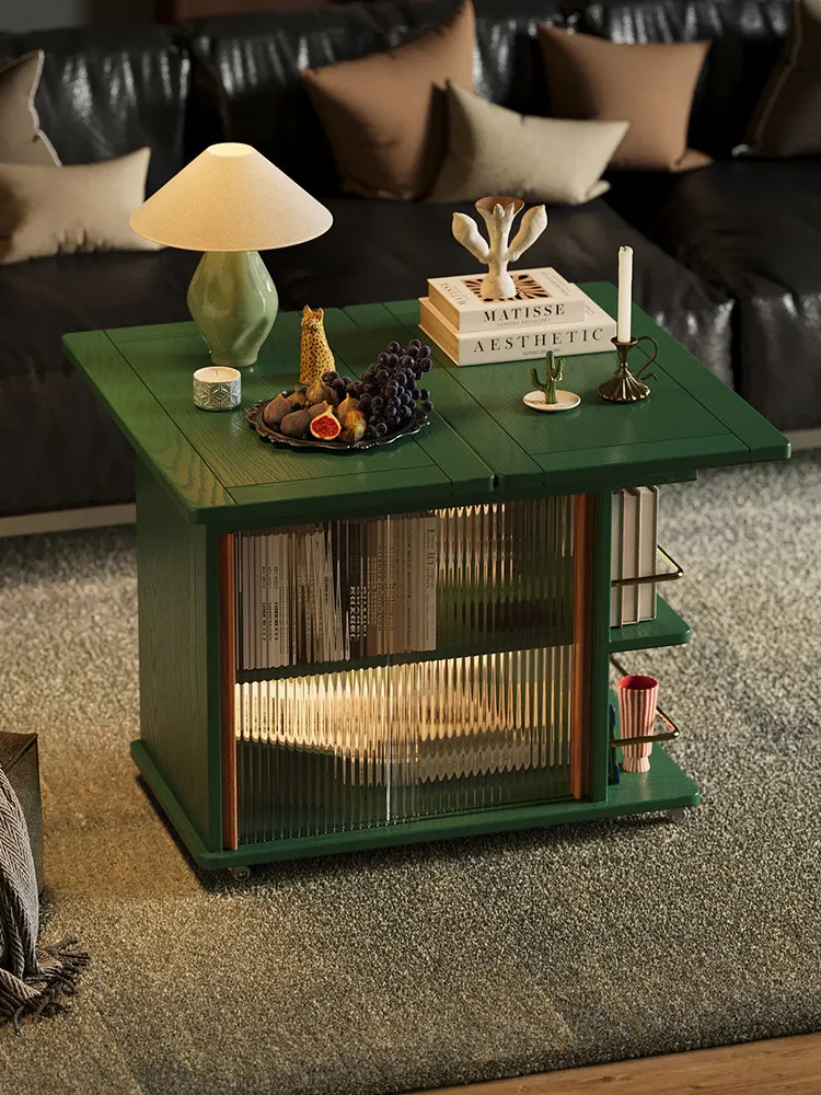 DSA solid wood folding coffee table living room small apartment sofa side few household medieval movable cart 2026 new tea table