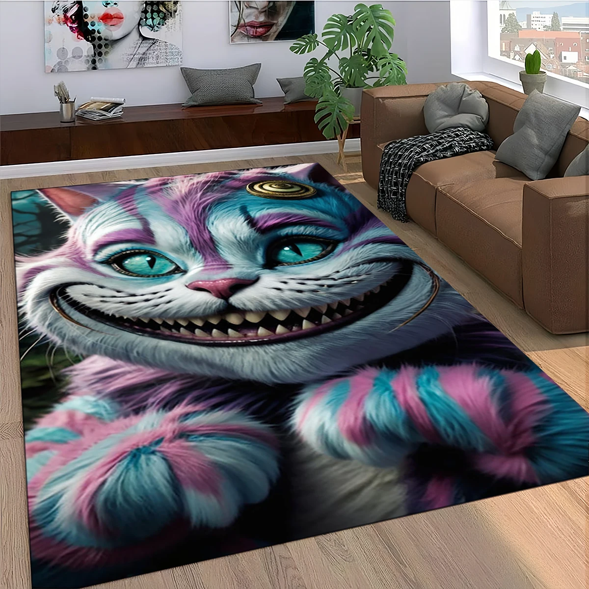 2025 New Cheshire Cat Alice Cartoon Disney Carpet Rug for Bedroom Living Room Home Sofa Decoration,Children Game Decor Floor Mat