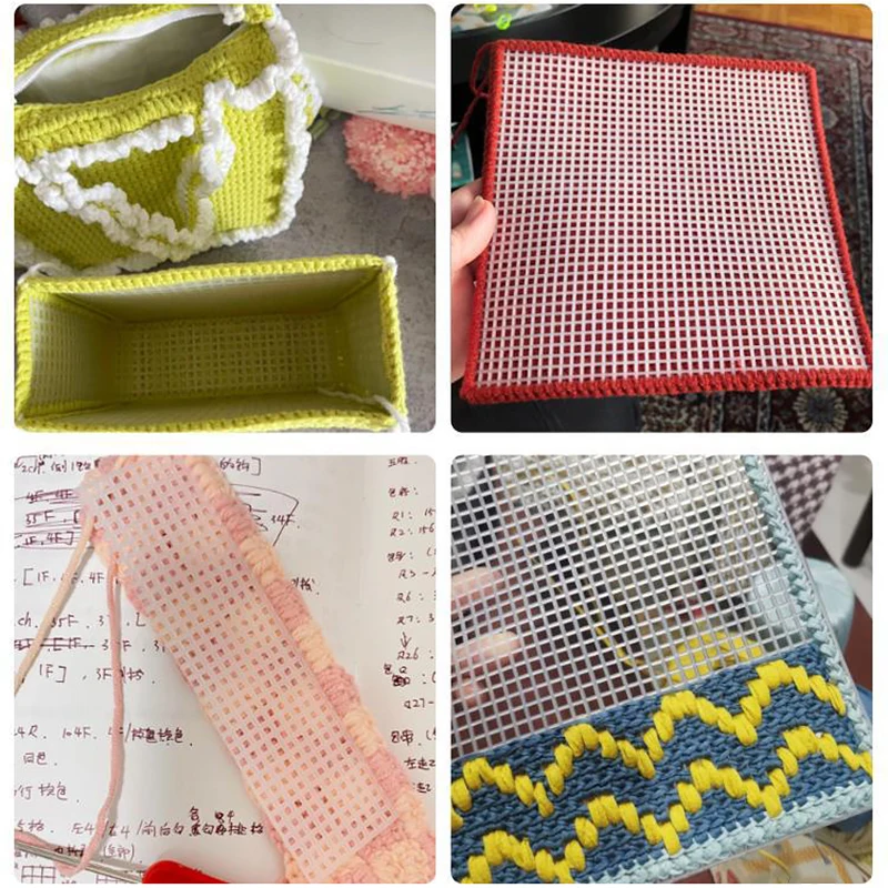 5Pcs/Set 60*41cm Square Plastic Mesh DIY Hook Wrapped Mesh Bag Bottom Shaping Hand Made Accessories Circle Wrapped Bottom