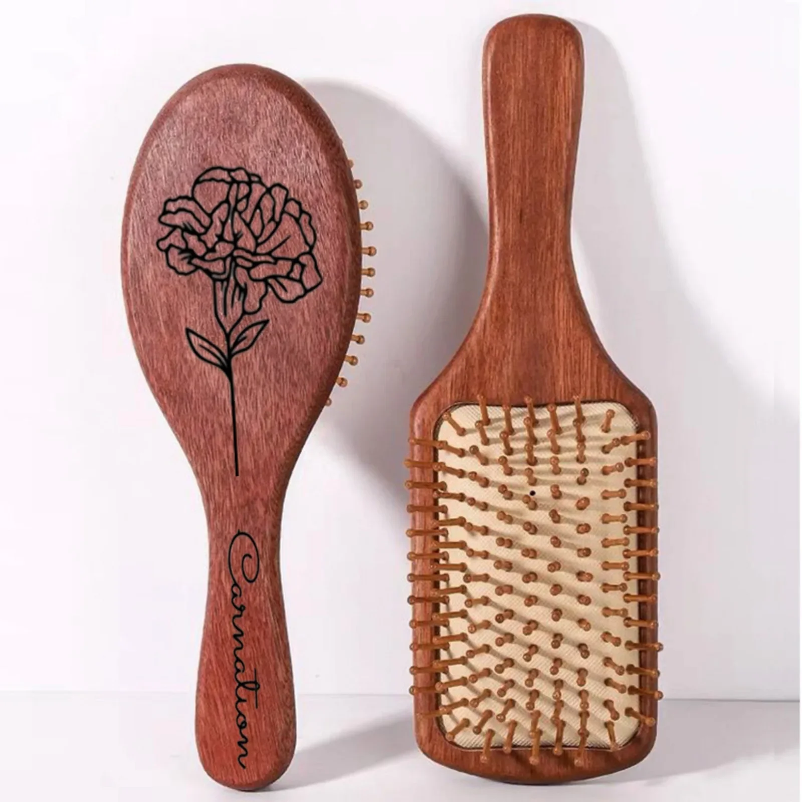 

Sandalwood airbag comb health meridian air cushion massage wooden comb anti-static straight hair comb December birthday flower