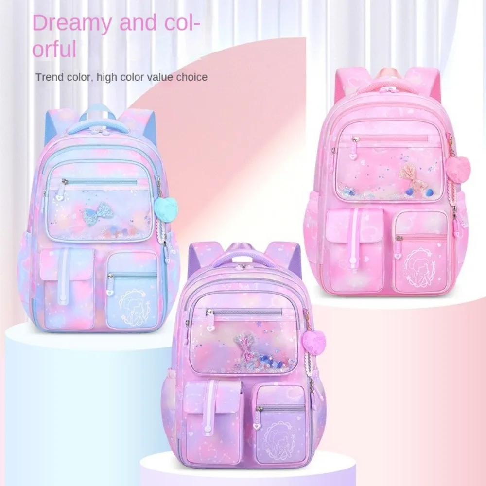 

Casual Side-Open Children Backpack Multiple Pockets Oxford Shoulders Bag Korean Style Large Capacity Student School Bag Girls