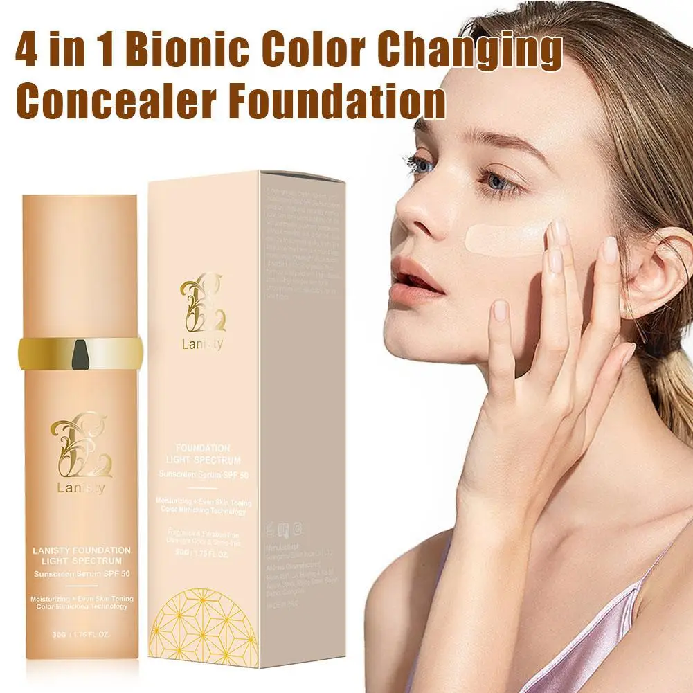 4-in-1 Foundation Magic Color Changing Foundation Liquid Soft Matte Long Lasting Hydrating Makeup Base maquiagem Spf 50++