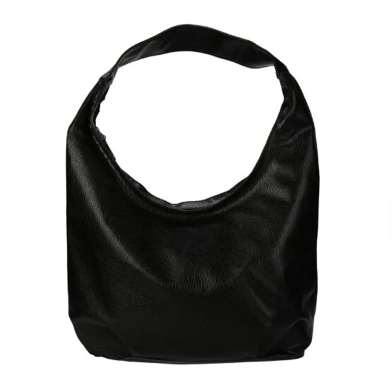 PU Leather Soft Handbag Large Capacity Women Messenger Bag Black Ladies Shoulder Bags For Women Solid Color Zipper Bags