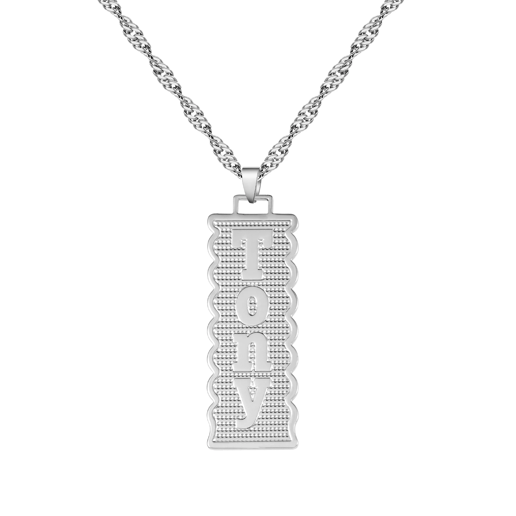 الذهب لوحة اسم قلادة حبل سلسلة خمر مستطيل قلادة موجة الحدود تصميم شخصية عيد ميلاد الذكرى عيد الميلاد