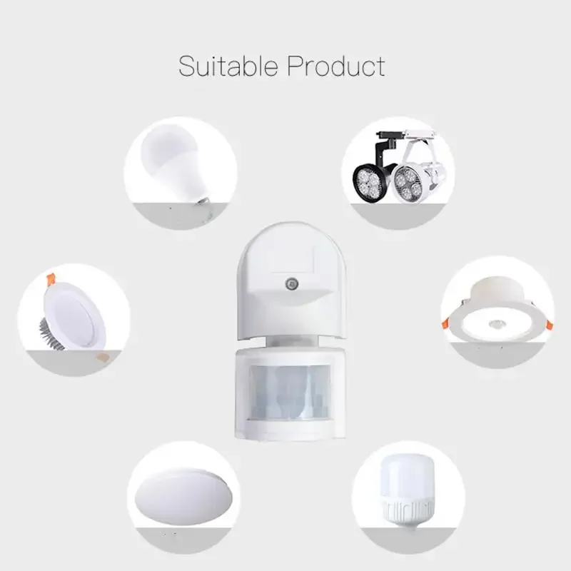 110-240V Portable Sensor Switch Plastic Detector Outdoor 180 degree Detection Motion Sensor blk/white