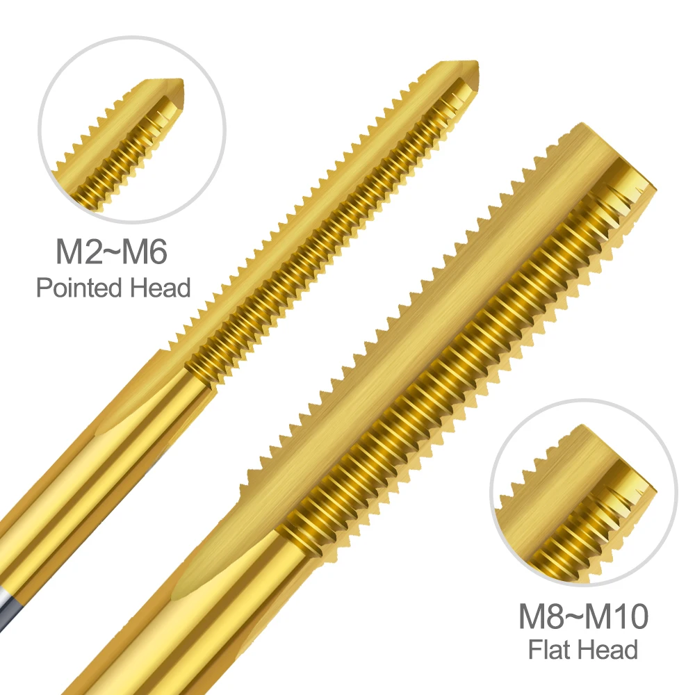 Machine Thread Tap 90-150 Long Shank Metric Plug Tap M2-M12 HSS Straight Flute Screw Taps For Metalworking Threading Tools