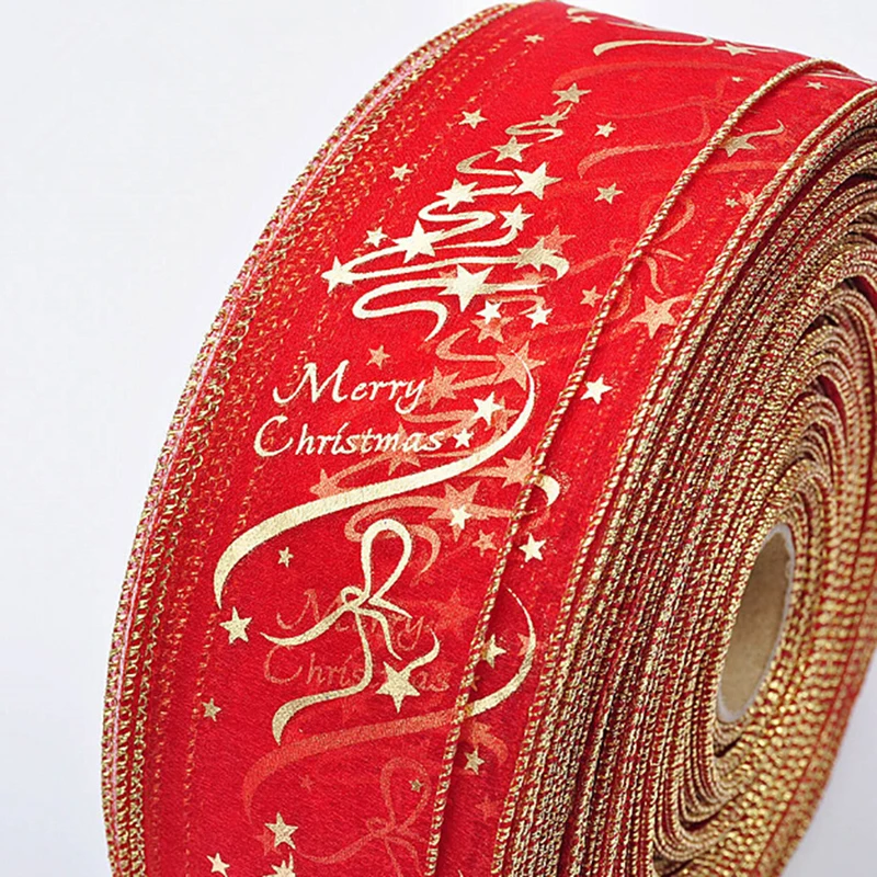 200cm DIY Ribbon Pendant Merry Christmas Letter Star Printing Ribbons For Christmas Decoration DIY Bows Tree Ornaments Decor