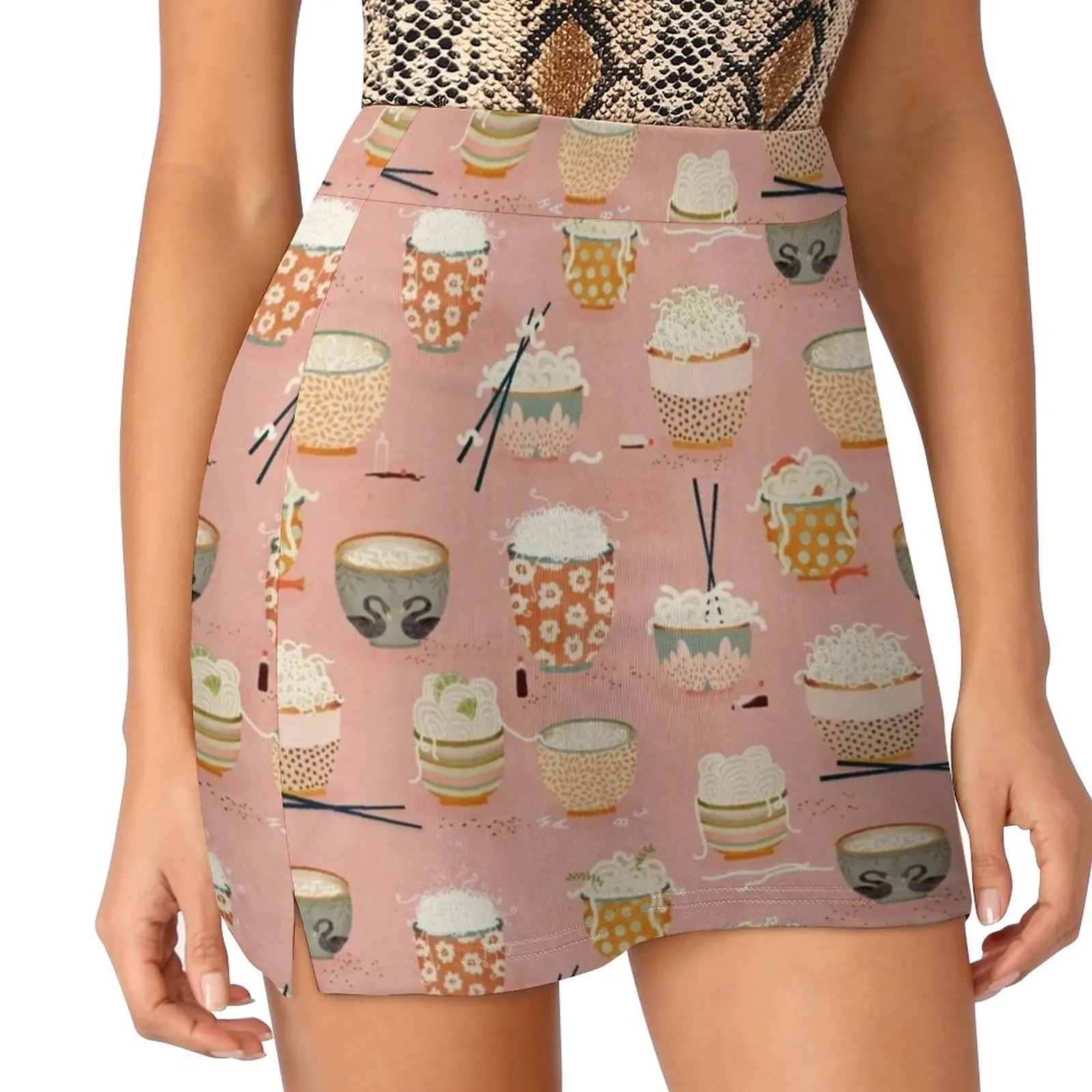 Oodles Of Noodles Women's skirt Sport Skort Skirt With Pocket Fashion Korean Style Skirt 4Xl Skirts Noodles Bowl Food Bowls