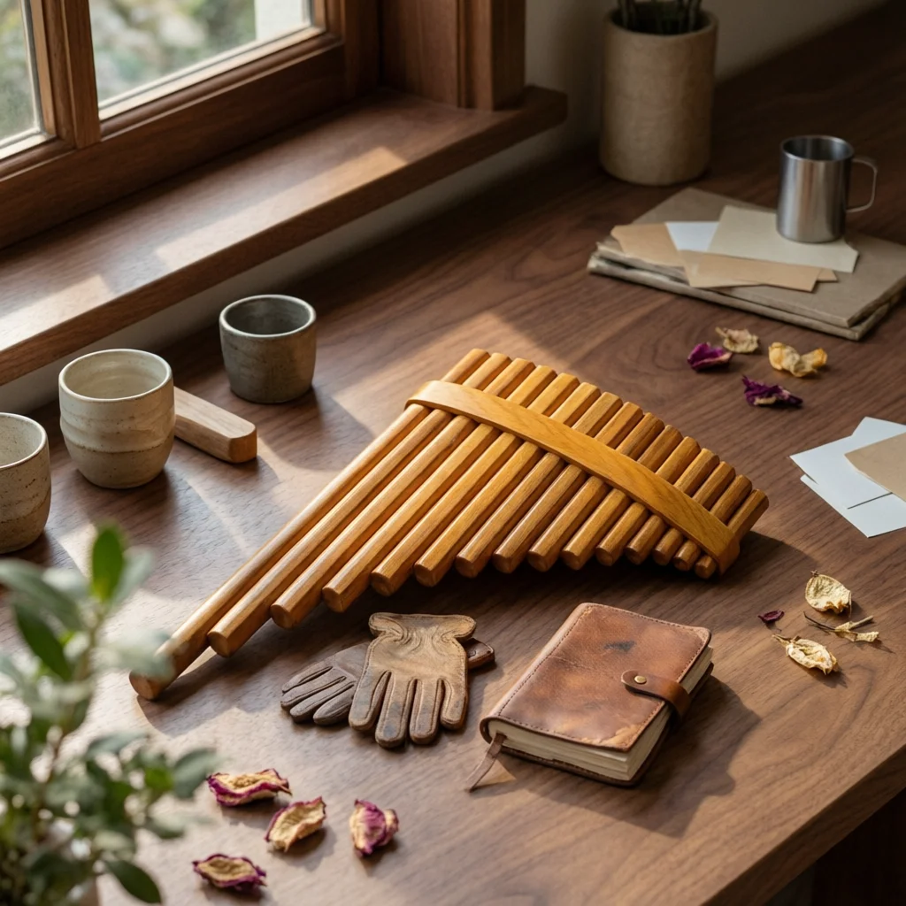 Bamboo Pan Flute with Bag 15-Pipe Pan Flute Panpipes High Quality Wind Instrument Natural for Beginners, Practice, Music Lessons