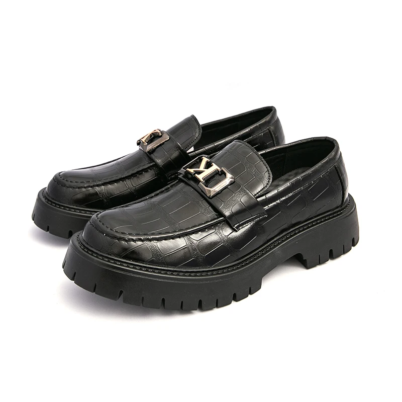 

Platform New Men's Dress Leather Shoes High Classic Comfortable Pointed Toe Lace-up Business Shoes Fashion Casual Wedding Party