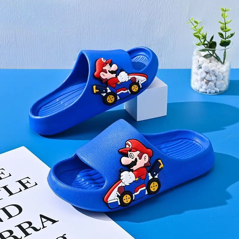 Pantofole per bambini Super Mario Bros Kart 2024 Indoor Cartoon suola morbida antiscivolo sandali da gita per bambini medi e grandi