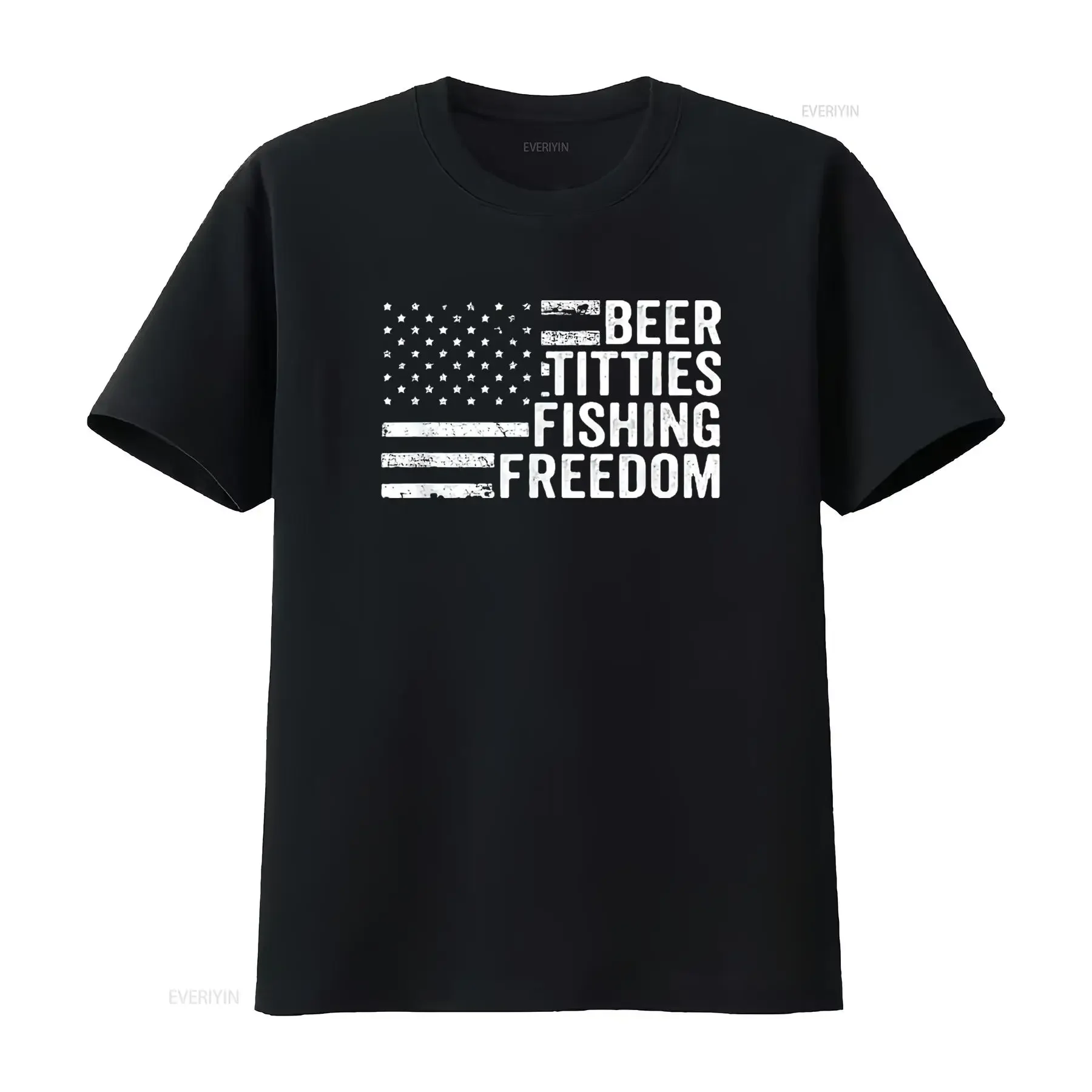 Beer Titties Fishing Freedom Funny Mens Drinking Usa Flag T Shirt Black Medium vintage Washed Slightly Soft Unisex streetwear