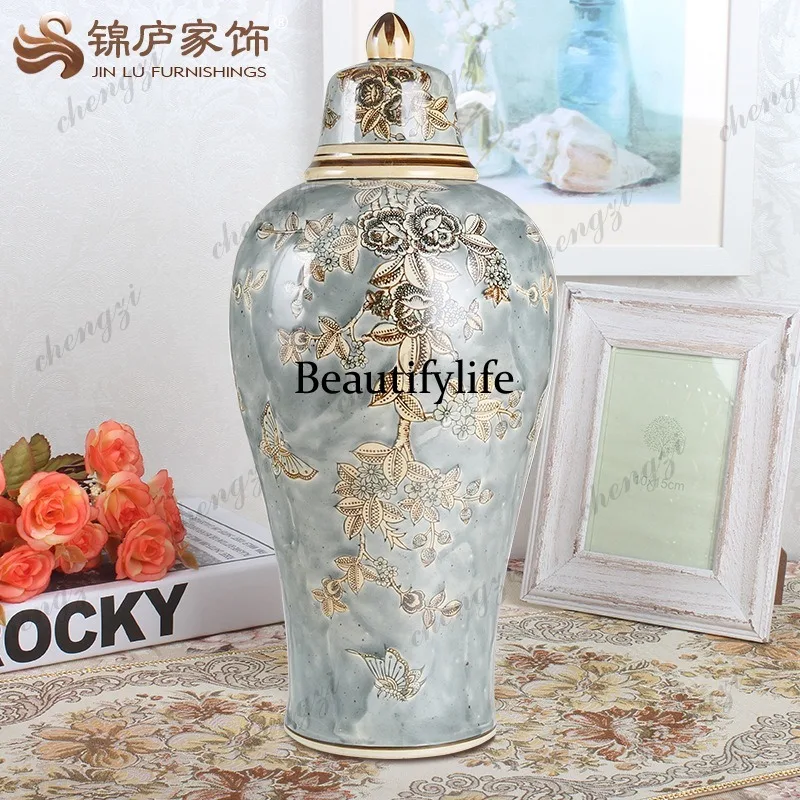 A95 ceramic vase, living room porcelain flower arrangement ornament, home decoration, next to the TV cabinet