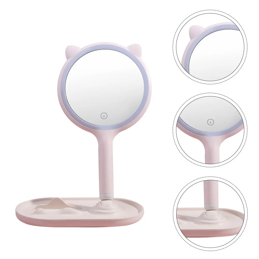 

Сенсорное светодиодное зеркало для макияжа, 1 шт., двустороннее, регулируемое на 360 градусов, настольное, для дома, спальни, путешествий, портативное