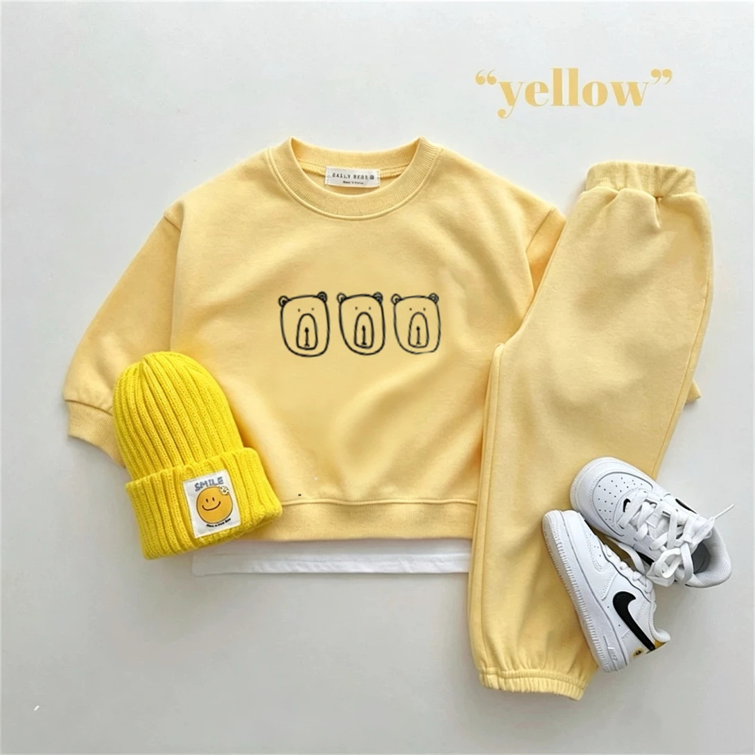 Schöne Anzüge für Mädchen, einfarbig, 2-teilig, Frühlings-Herbst-Kostüm, Rundhals-Sweatshirts + Hosen, langärmlige Trainingsanzüge für Kleinkinder – Detail 2