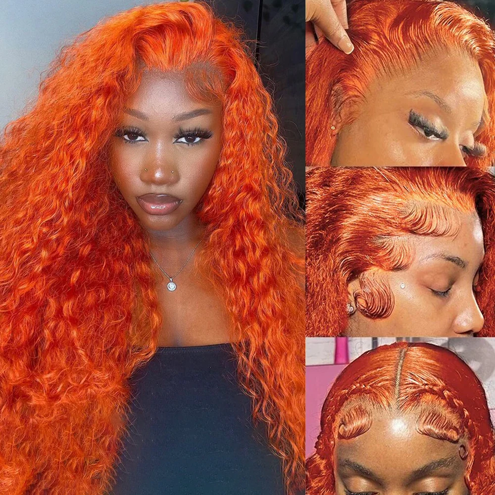 34Inch Ginger Wig Human Hair 13x4 Ginger Orange Lace Front Wigs Deep Wave Wigs Human Hair Curly Wig Lace Frontal Wigs Human Hair