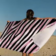 serviette de plage, serviette coton, motif zébré, séchage rapide, serviette sport,