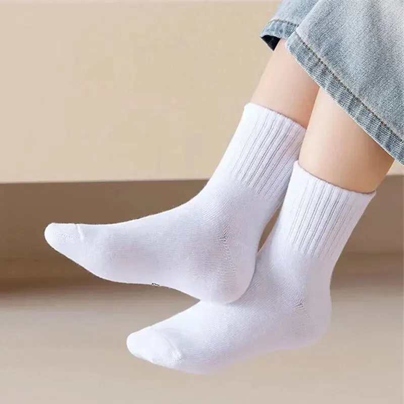 5Pairs/Lot Black White Kids Socks Casual Baby Girls Boys Cotton Stripe Mesh Summer Autumn Preppy Children Socks For 1-8Years