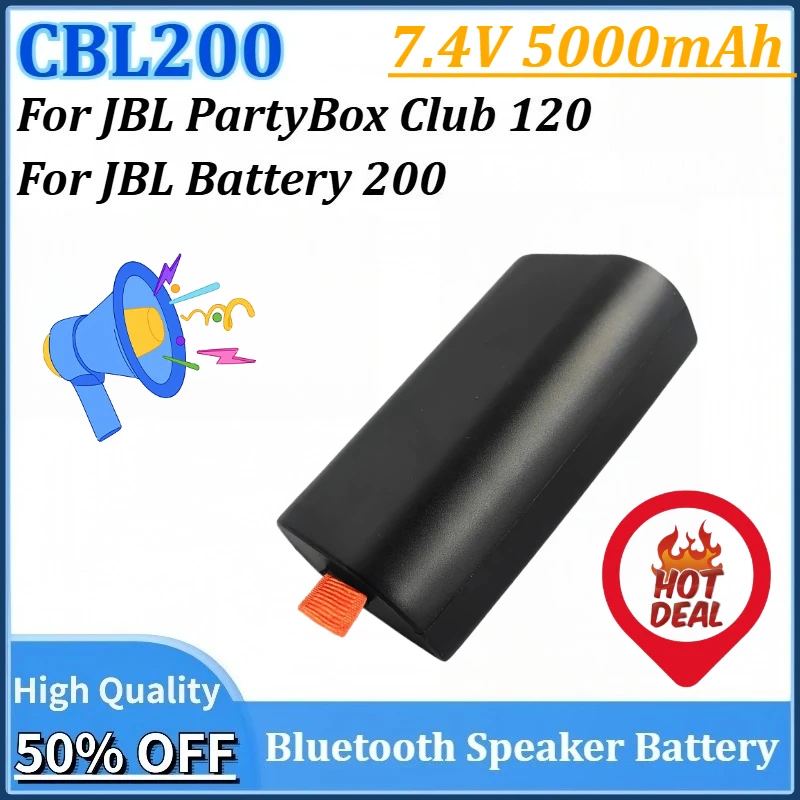 

7.4V 5000mAh 37Wh CBL200 Bluetooth Speaker Battery Replacement for JBL Battery 200 for JBL PartyBox Club 120 Portable Speaker