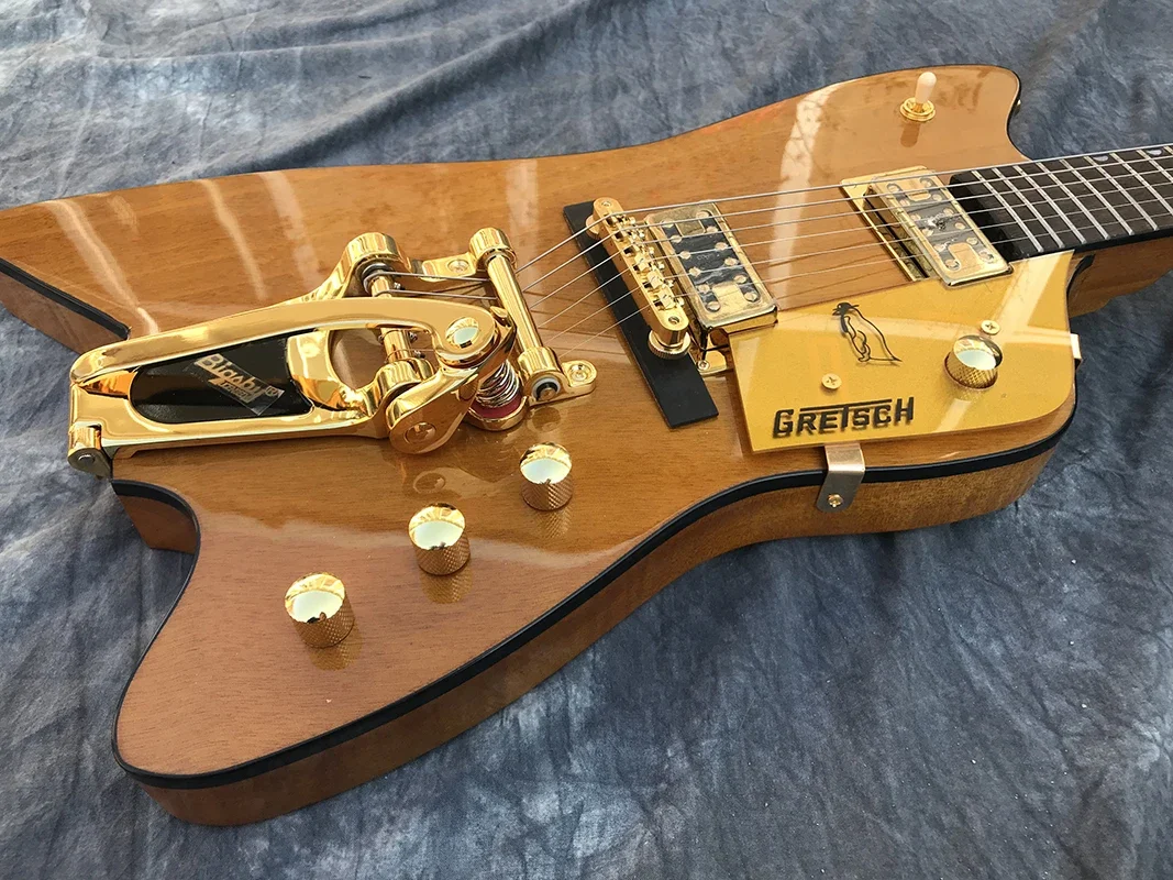 Hot sale -“Billy Bo Jupiter” Electric Guitar OEM, bigsby Tremolo Bridge, clear paint, gold hardware, multi-color optional