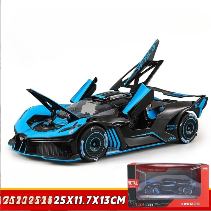 Spray 1/24 Bugatti Bolide Supercar alliage modèle son lumière moulé sous pression jouet véhicule garçon voiture jouet cadeau à collectionner Miniature décor à la maison
