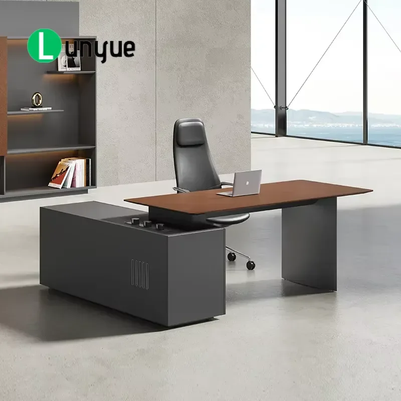 Modern Luxury L Shaped Executive Desk with Drawers Modular CEO Manager Workbench for Commercial Office Furniture High End