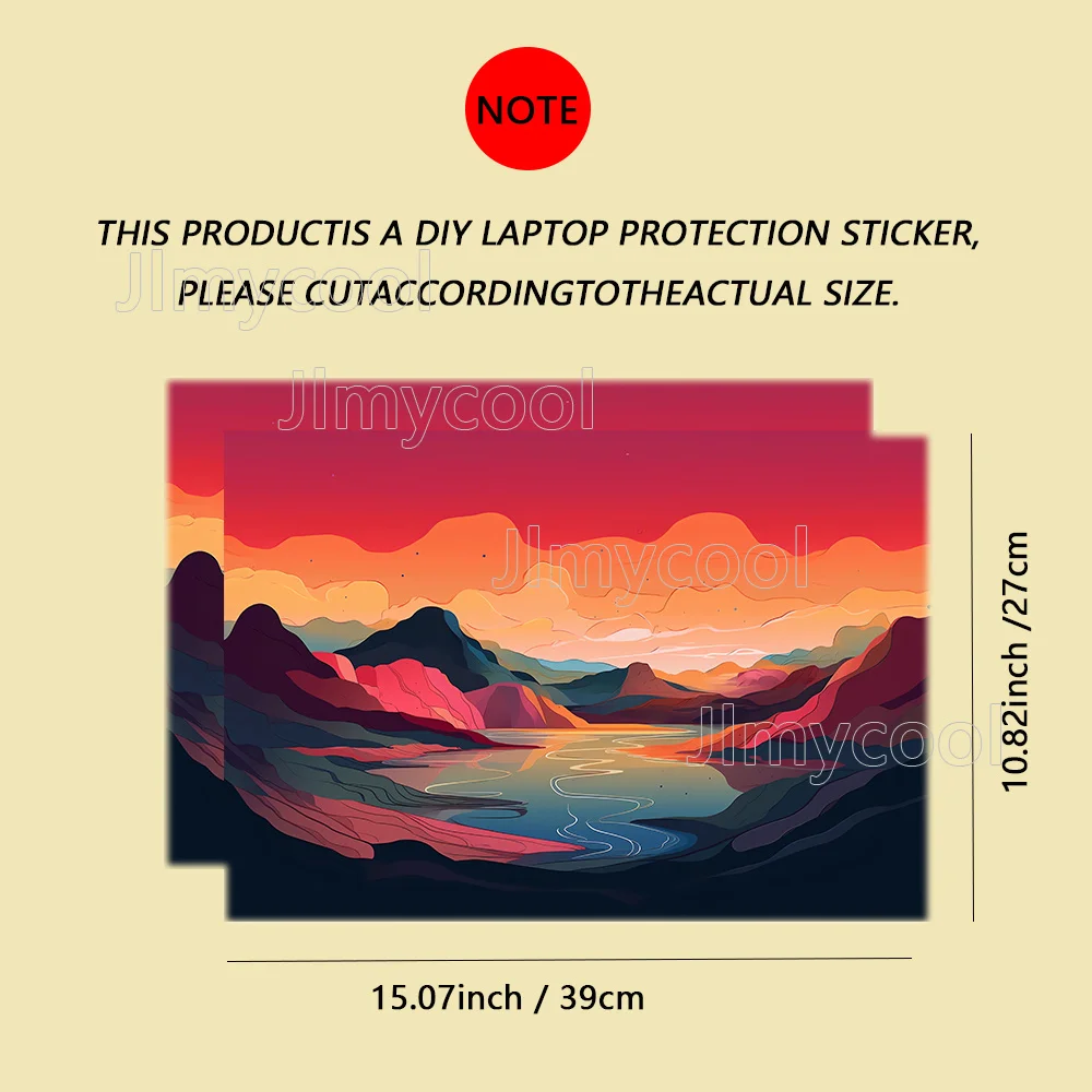 2Piece Sunset Afterglow Lake Pattern Laptop Decal Case Universal Netbook Skin Sticker Non-reusable Laptop Stickers Waterproof