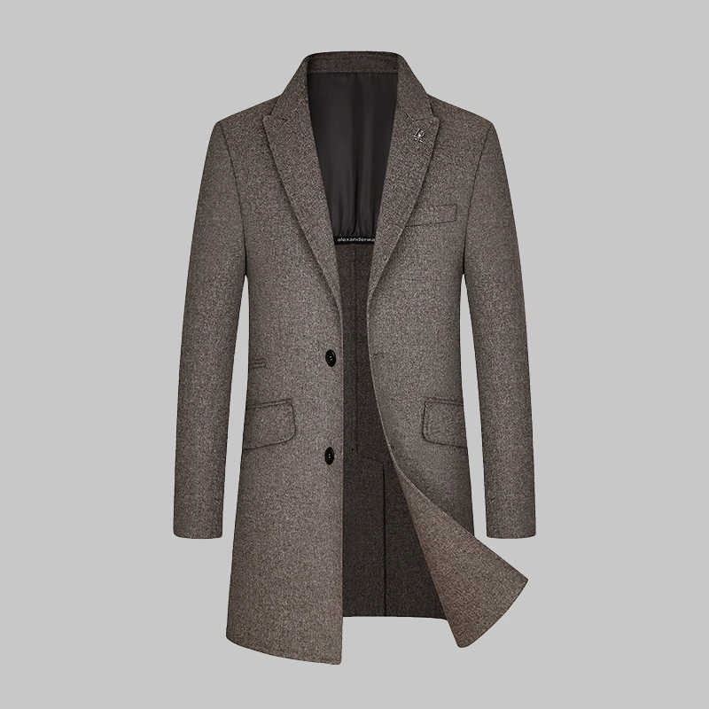 

2023High-end Autumn/winter Men's Fashion Handsome Handmade Double-sided Wool Coat Medium Length Suit Collar Wool Coat Men's Coat