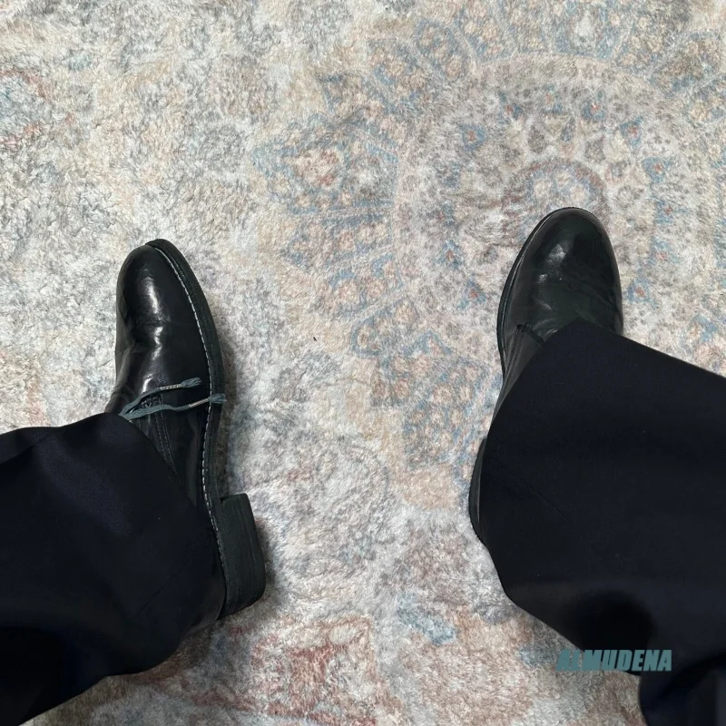 Men's Black Lace-Up Dress Shoes Round Toe Vintage Wrinkled Texture Non-Slip Casual Business Office Formal Low Top Derby Shoes