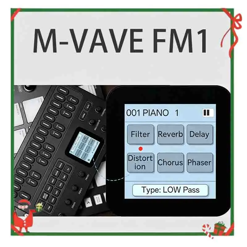 Image of Original M-Vave Fm1 Tragbarer FM-Synthesizer Effektpedal 12 Stunden Akkulaufzeit 6-Operator 32-Algorithmus 128 Presets Eingebauter Lautsprecher Geschenke