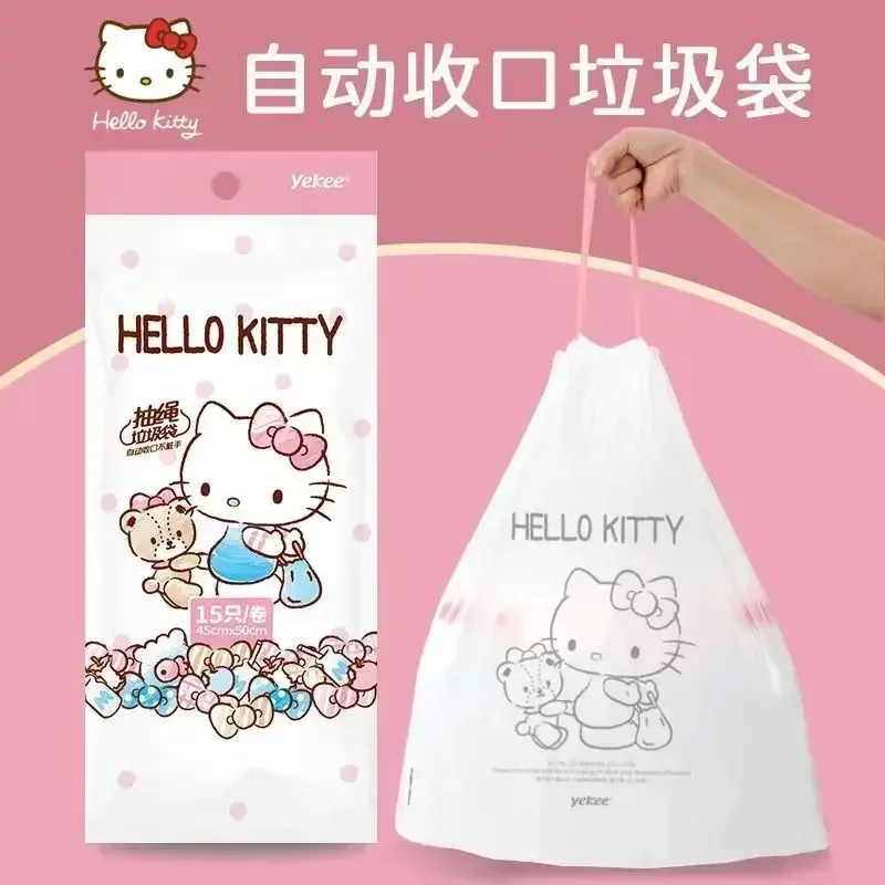 Hello Kitty Lief En Schattig Eenvoudig Cartoon Patroon Huishouden Extra Verdikte Trekkoord Sluiting String-Type Draagbare Vuilniszak