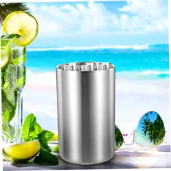 1pc Double-Wall Stainless Steel Ice Buckets Wine Chiller Bucket,Wine Bottle Cooler Bucket, Insulated Champagne Beer Ice Bucket