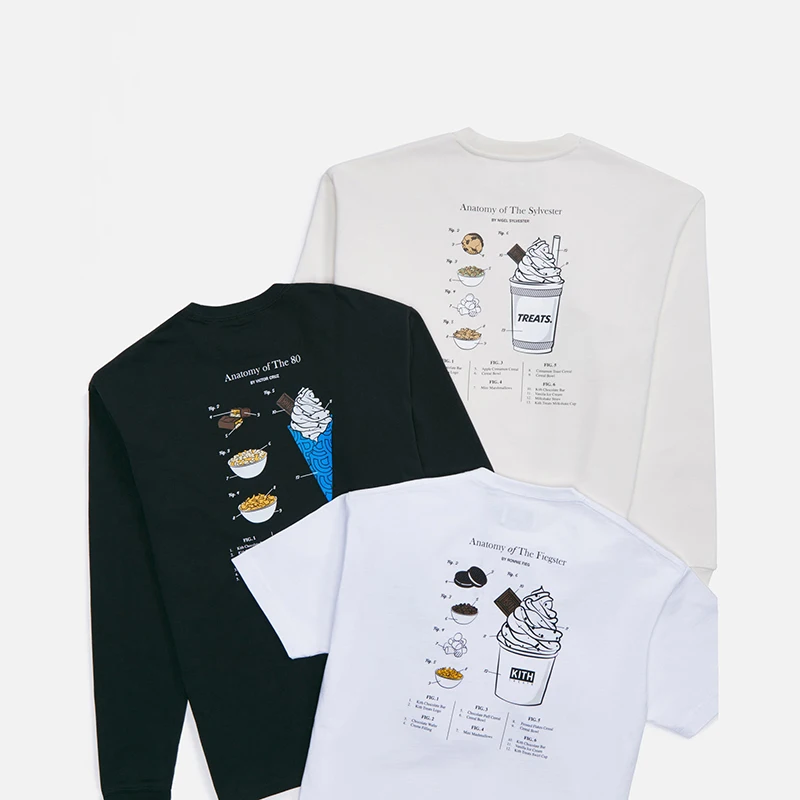 

KITH Treats Amy Pure Cotton T-irt Ice Cr Inedient Production Proc Print round Ne ort Sve ex Tee