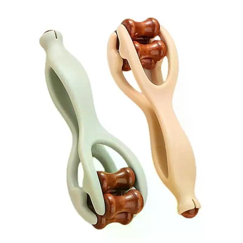 Wooden Finger Massage Roller& Meridian Relief Portable Kneading Clip With 360° Rollers For Home Office Travel To Ease Fatigue