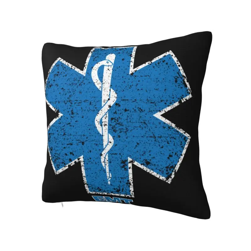 Modern Emt Star Of Life Cushion Cover for Sofa Polyester Paramedic Medic Ambulance Throw Pillow Case Bedroom Decoration