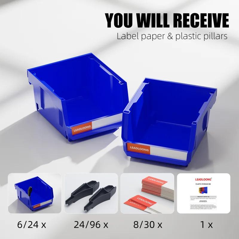 6/24Pcs Stackable/Hanging Garage Containers  Heavy-Duty Organizer Shelf System with Multi-Purpose Design