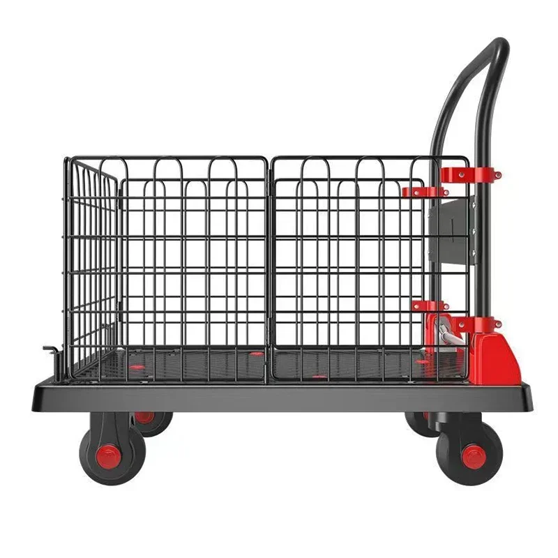 Flatbed Pushcart Foldable Setting Up A Stall Pull Goods Enclosure Flatbed Truck