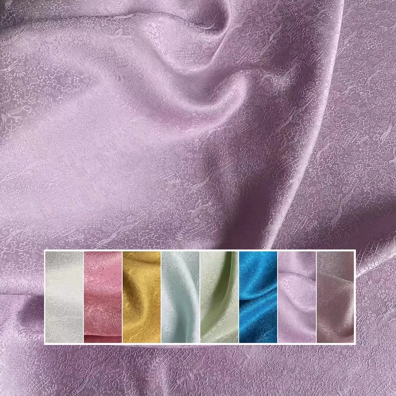 

8 цветов, 140 см, ширина 24 мм, тяжелая шелковая ткань для летнего платья, блузки, брюк, жаккардовая шелковая ткань Cheongsam для шитья своими руками R1962