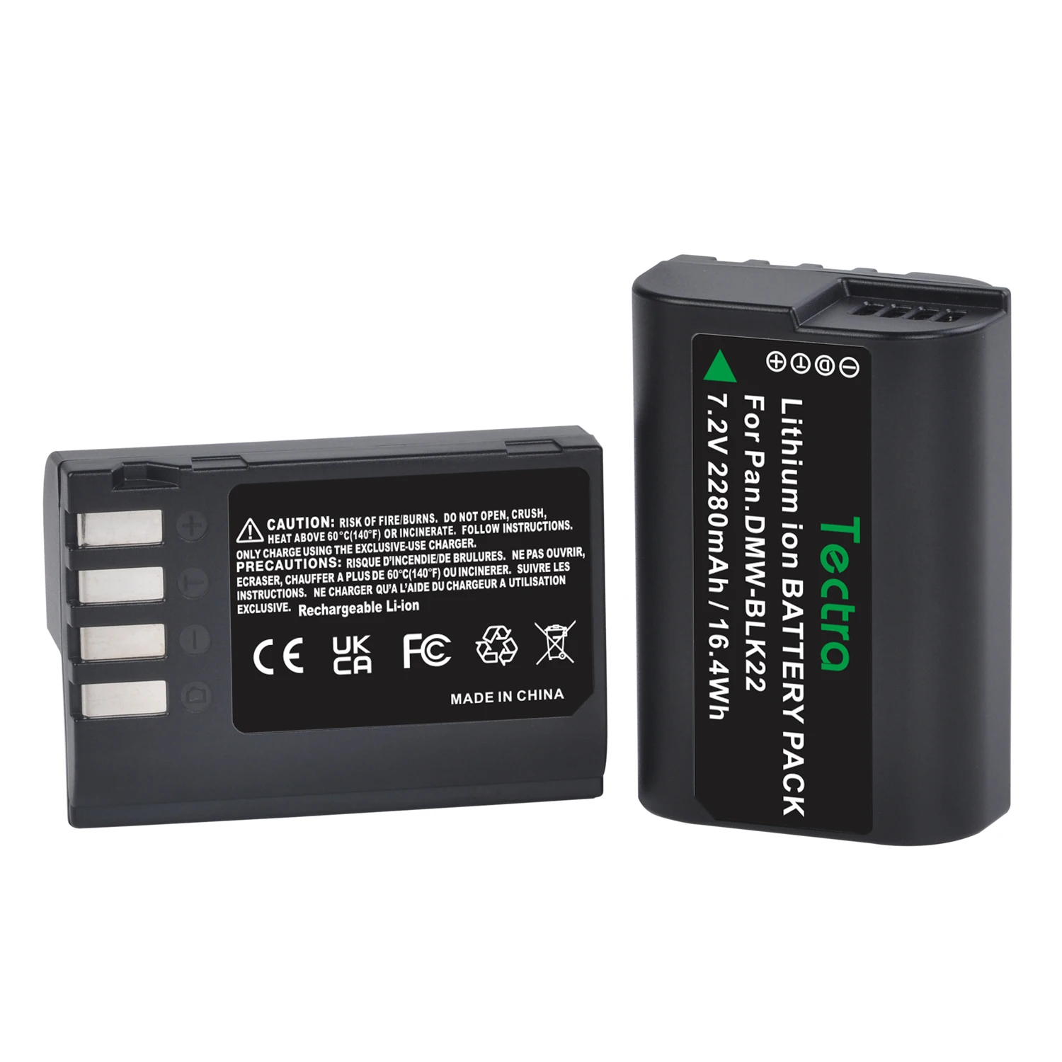 2280mAh DMW-BLK22 High Capacity Battery with Battery Storage Box for Panasonic Lumix DC-S5, GH5 II, GH6 Digital Cameras