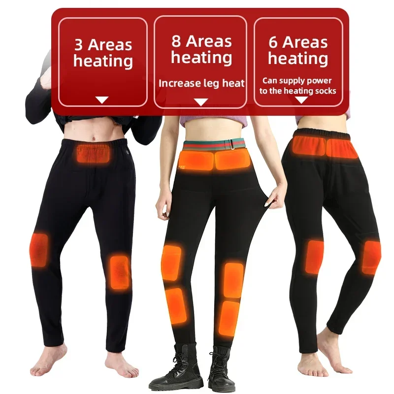 Winter Heated Pants men women trousers 8 Heating Zones USB Electric Heated Vest Outdoor Warmer Thermal Pants for Hiking Camping