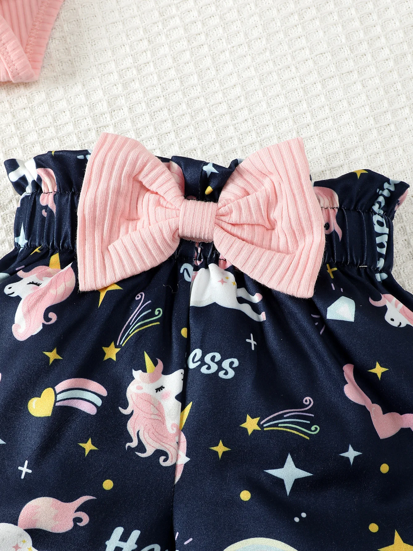 0-2 Year Old Newborn Baby Summer Cotton Suspender, Digital Printed Bow Decoration, Casual Daily Wear, Headscarf, Baby Clothing