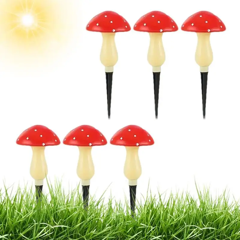 

Solar Powered Mushroom Led Lights 6pcs Outdoor Garden Led Stake Lamp Waterproof Solar Garden Lights Outdoor Landscape Lighting