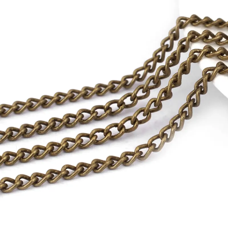 2 Meters width 3MM 3.5MM Antique Bronze Coppe Dense Stronger Extended Chain Diy Jewelry Necklace Findings Accessories Wholesale