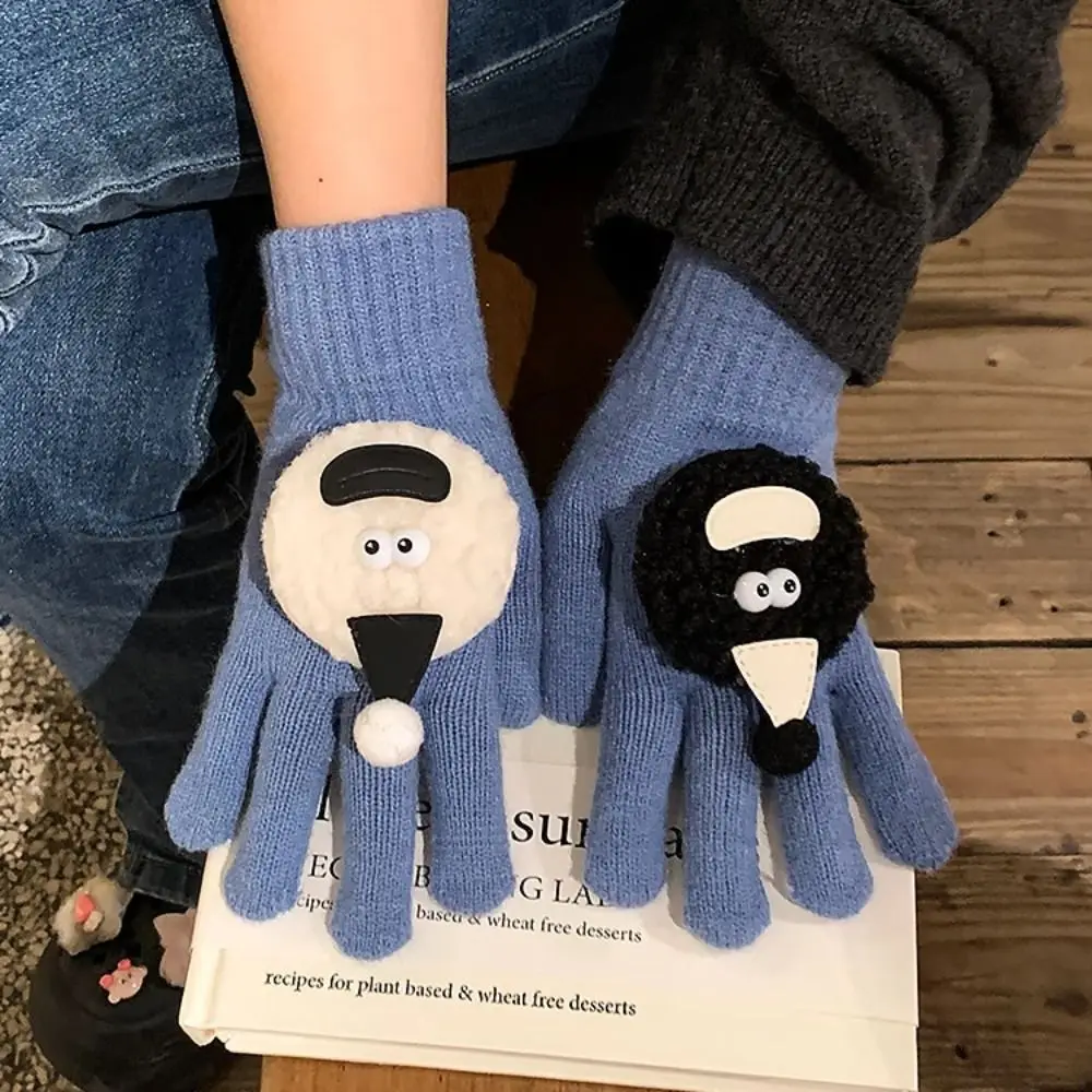 

New Cartoon Cute Funny Touch Screen Gloves Women Gift Outdoor Knitted Finger Gloves Coal Ball Cold Proof and Warm Winter Gloves