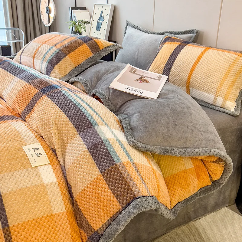 Winter-Bettbezug aus warmem Samt, weiche Wärme, Korallen-Fleece, Trösterbezug, dicker Bettbezug für Einzel- und Doppelbett, Decke mit doppeltem Verwendungszweck