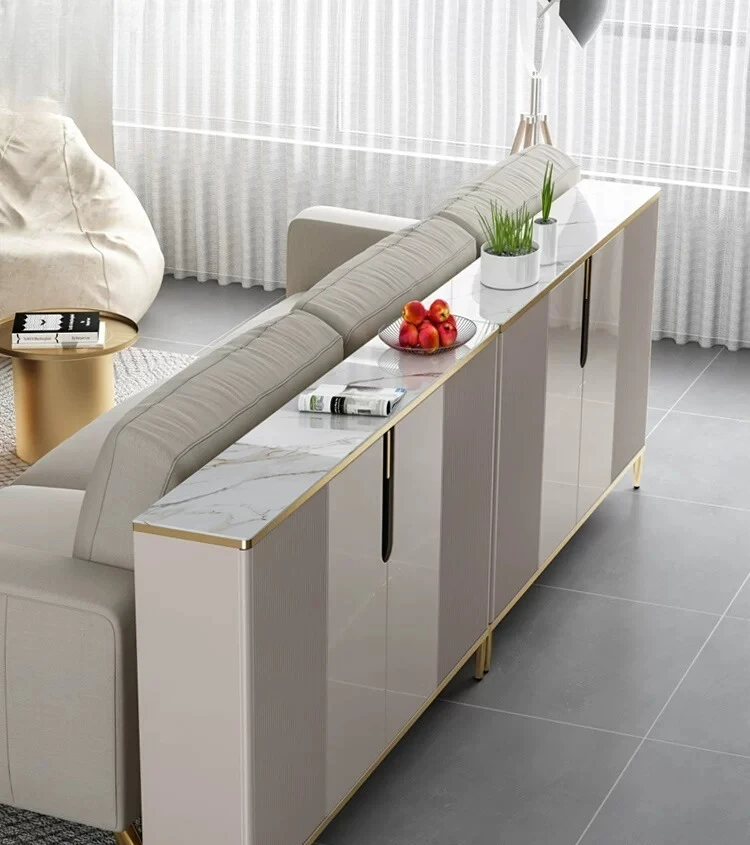 Ultra-thin dining side cabinet light luxury sofa back cabinet modern simple rock slab tea cabinet living room storage
