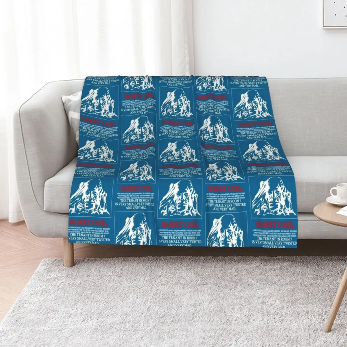 Basket Case Halloween Horror monster movie Slasher Thriller with many sensational situations Franken Throw Blanket